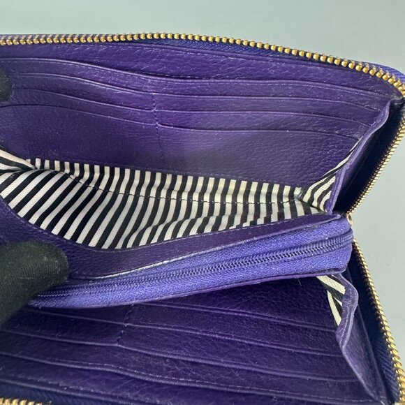 Kate Spade Lacey Cobble Hill Dark Violet Leather Zip Clutch Wallet (Ret$198) - Picture 13 of 15